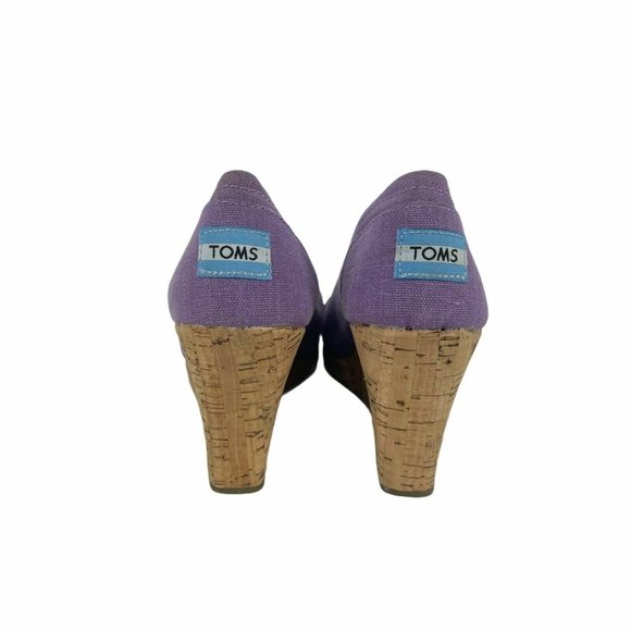 Toms Women's Calypso Peep Toe Cork Wedge Purple - Picture 4 of 8